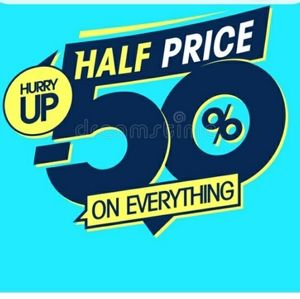 Half Off Everything Friday Saturday and Sunday